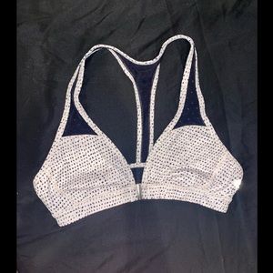 Lululemon Sport Bra, Front Clip, Mesh Racerback, Cream and Black Spotted, Size 8